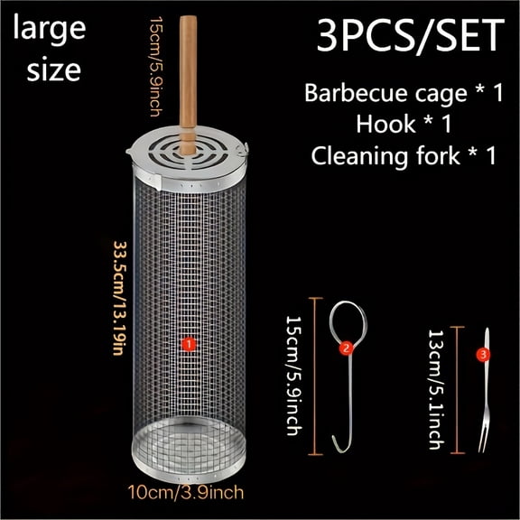 Home Organizer with 3 Pack Stainless Steel, for garden, 3pcs Set (Grill Rack with Handle X 1 And