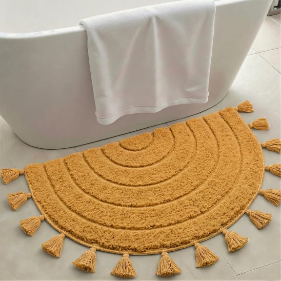 Home Organizer with Plastic, for bedrooms, Boho Bathroom Rugs Non Slip Absorbent Handcrafted Half