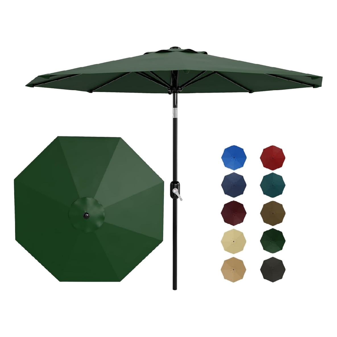 Home Outdoor 10ft Patio Umbrella, Table Umbrella Patio with Crank Lift & Push Button Tilt, 8 Sturdy Ribs Table Umbrella, Market Umbrella Sturdy Ribs UV Protection Waterproof for GardenYard, Deck, Pool