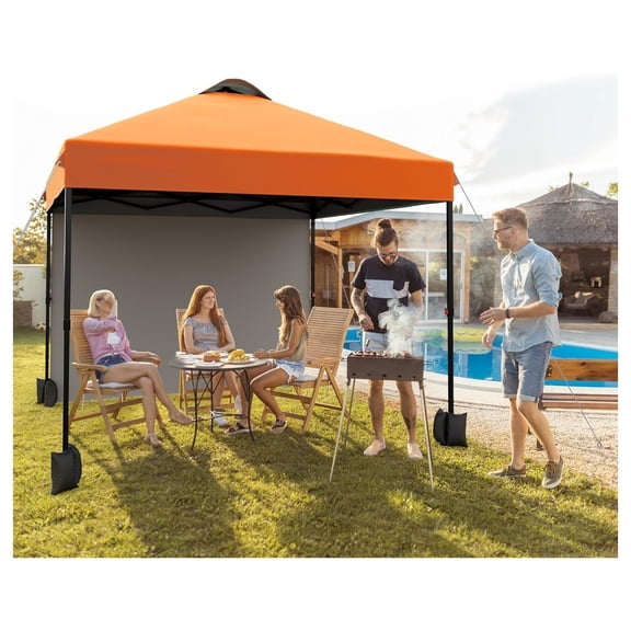 Home Outdoor 10x10 Pop Up Canopy Tent, Instant Portable Shelter with Wheeled Bag and Silver Coated Top, Adjustable Heights Gazebo with Sidewall, Outdoor Sun Shade for Events, Parties, Camping