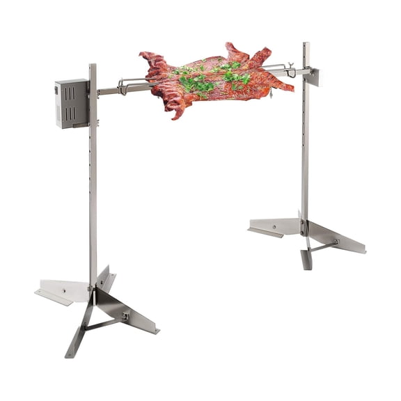Home Outdoor Courtyard Stainless Steel Electric Rotisserie Grill Kit, 46in 132LB Capacity BBQ Pig Lamb Rotisserie Roaster with 50W Motor, Height Adjustable Charcoal Spit Roaster Stand for Outdoor Kitc
