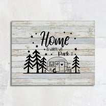 Home Is Where We Park It Camping Canvas Wall Art Prints Artwork Signs Framed for Campsite Porch Wall Decor Home Room RV Trailer Decor, 14X11 inch,Campers Camping Lovers Gifts