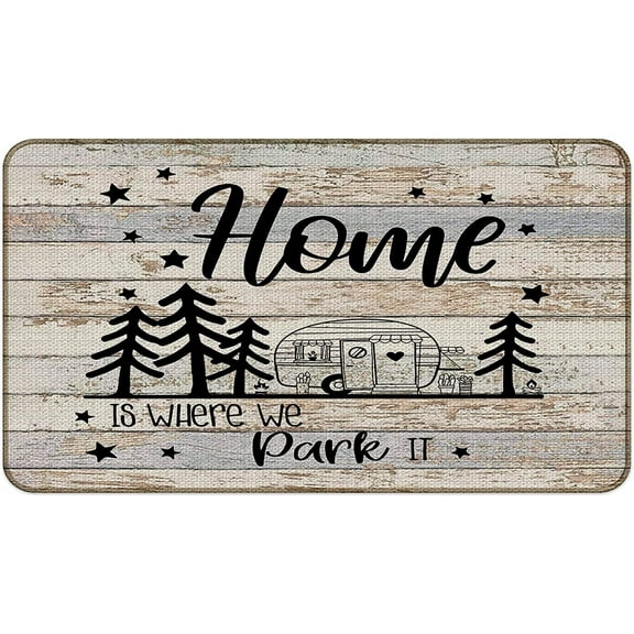 Home is Where we Park Decorative Indoor Outdoor Doormat, Camper Front Door Mat for Room Entrance, Camper Door Mat Welcome Mat for Front Door,RV Decor, Campers Gifts,TrailerMat 16x24 Inch