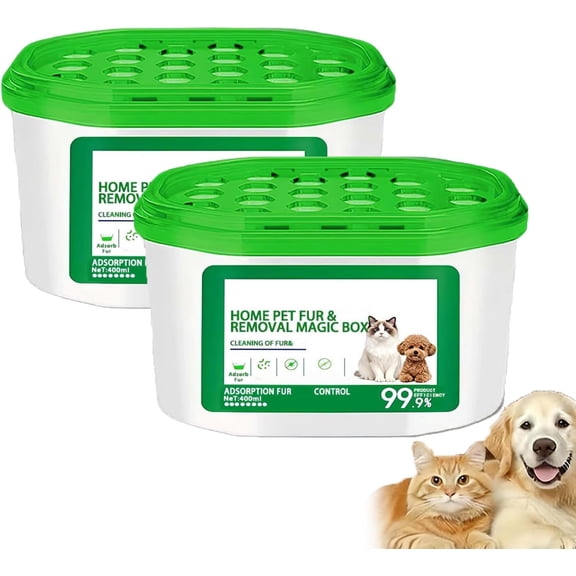 Home Pet Fur & Odor Removal Magic Box, 2026 New Pet Fur & Odor Removal Magic, 360° All-Aroundcoverage, Portable Odor Eliminator & Dust Collector, For Bedroom, Living Room, Pet Activity Areas (2pc)