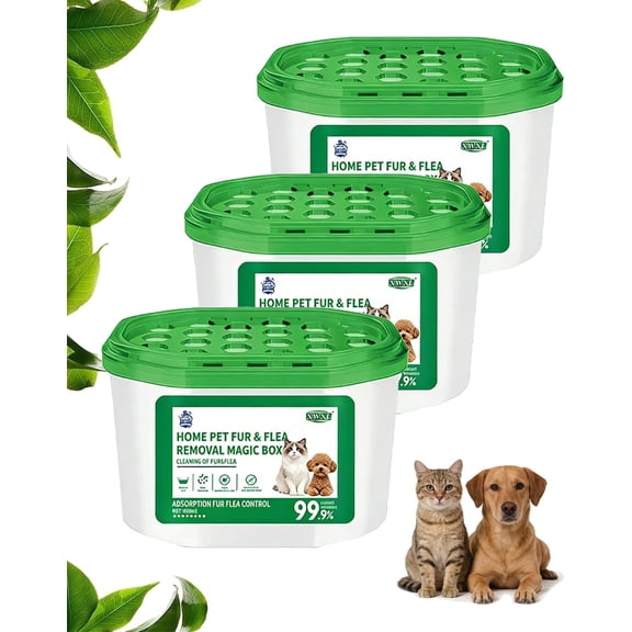 Home Pet Fur&Odor Removal Magic Box,360°Indoor Air Purification Dust Removal Magic Box,Long-Lasting,Plant-Based, Safe Around Cats & Dogs for Home Indoor Areas and Pet Activity Areas (3 PCS)