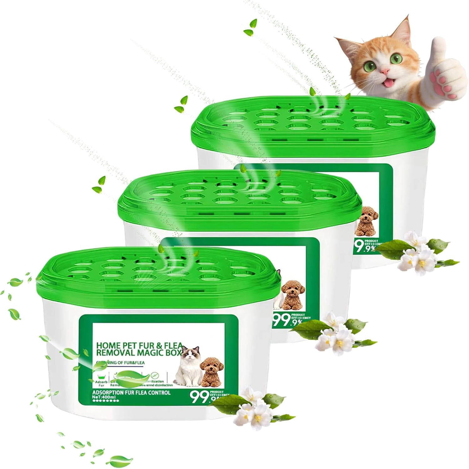 Home Pet Fur Odor Removal Magic Box,Indoor Air Purification Dust Removal Magic Box,360° All-Aroundcoverage,Long-Lasting, For Home, Pet Areas (green 3)