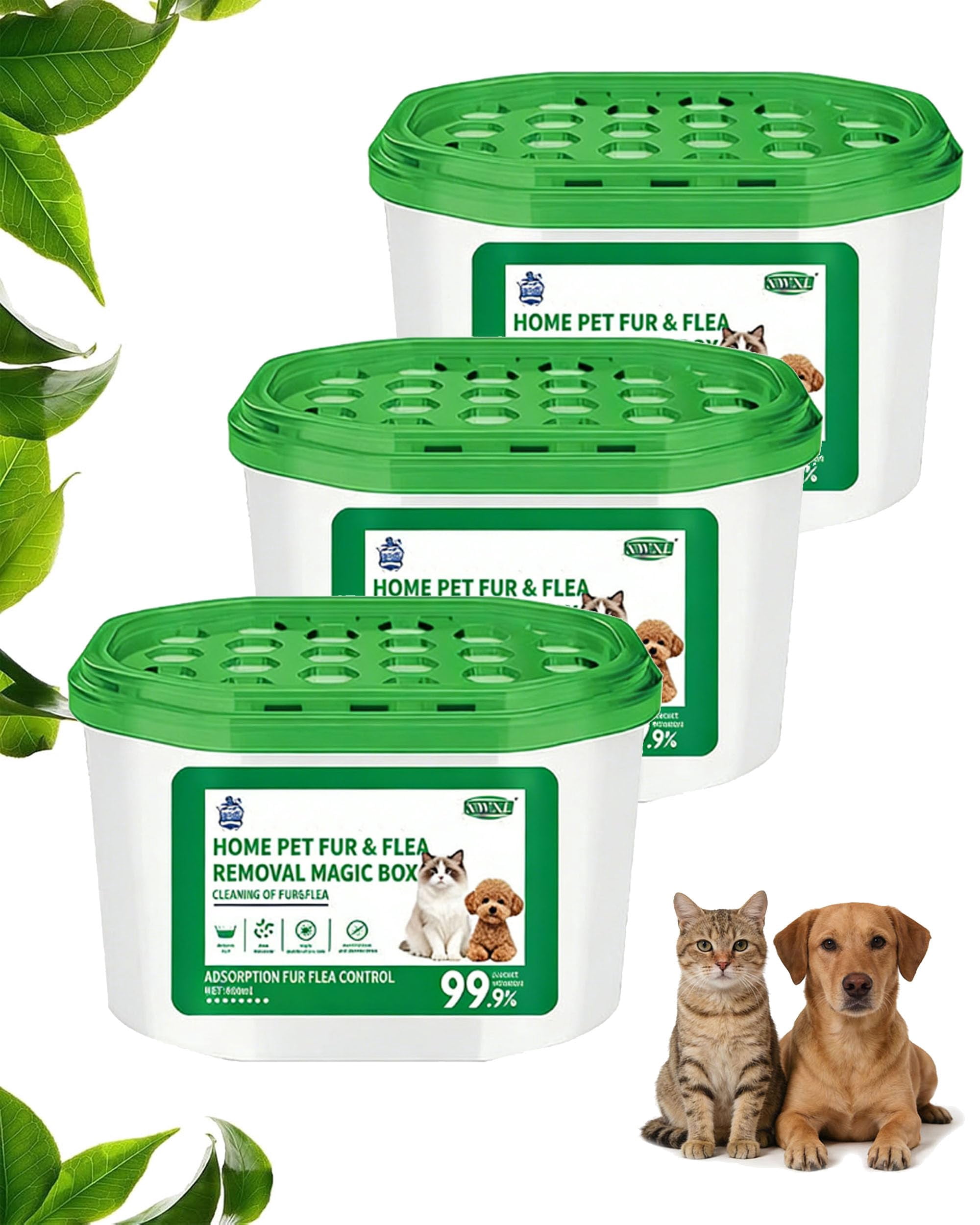 Home Pet Fur & Odor Removal Magic Box, Indoor Air Purification Dust Removal Magic Box for Home Pet Hair, Portable Odor Eliminator & Dust Collector for Bedroom, Living Room (3 PCS)