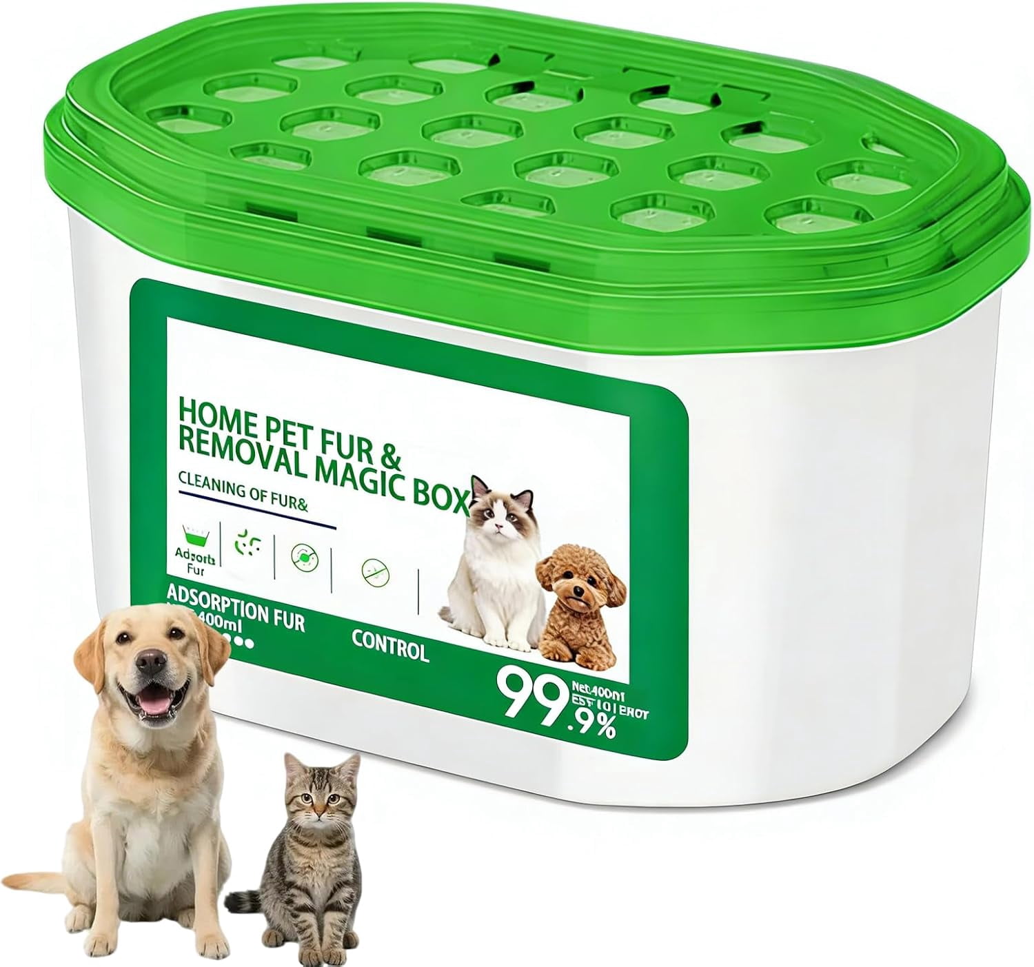 Home Pet Fur & Odor Removal Magic Box, Pet Hair Removal Magic Box, Automatic Pets Fur Collection All Day Long, Portable Odor Eliminator & Dust Collector for Bedroom, Living Room (1pcs)