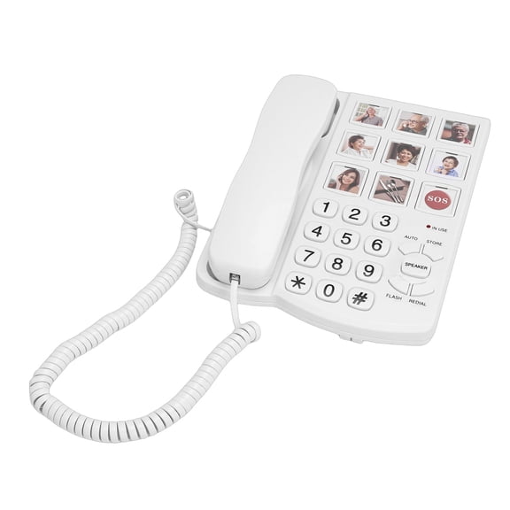 Home Phone Home Phone Telephone Big Buttons Phone 9 Pictured Large Buttons One Touch Dialing Wired Landline Telephone for Visually Impaired Old People