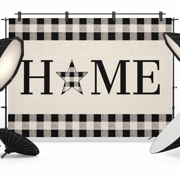 Home Photography Backdrop 7x5FT, Retro Country Black Plaid Linen Texture Photo Backdrops, Background for Photography Studio Photo Studio Background, Back Drop for Photoshoot