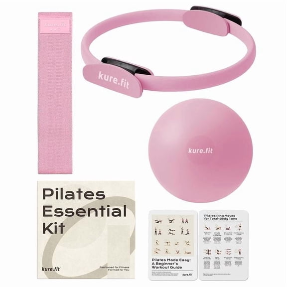 Home Pilates Essentials Kit for Women, Pilates Ring, Mini Ball and Booty Band Starter Set with Workout Guide, Gift Box Included
