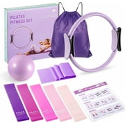 Rhino Valley Home Pilates Kit for Women, Pilates Workouts Set, Pilate Equipment with Circle Ring and Ball, Resistance Bands,Guide, Yoga Fitness Essentials Full Body Exercise Home Kit for Beginners