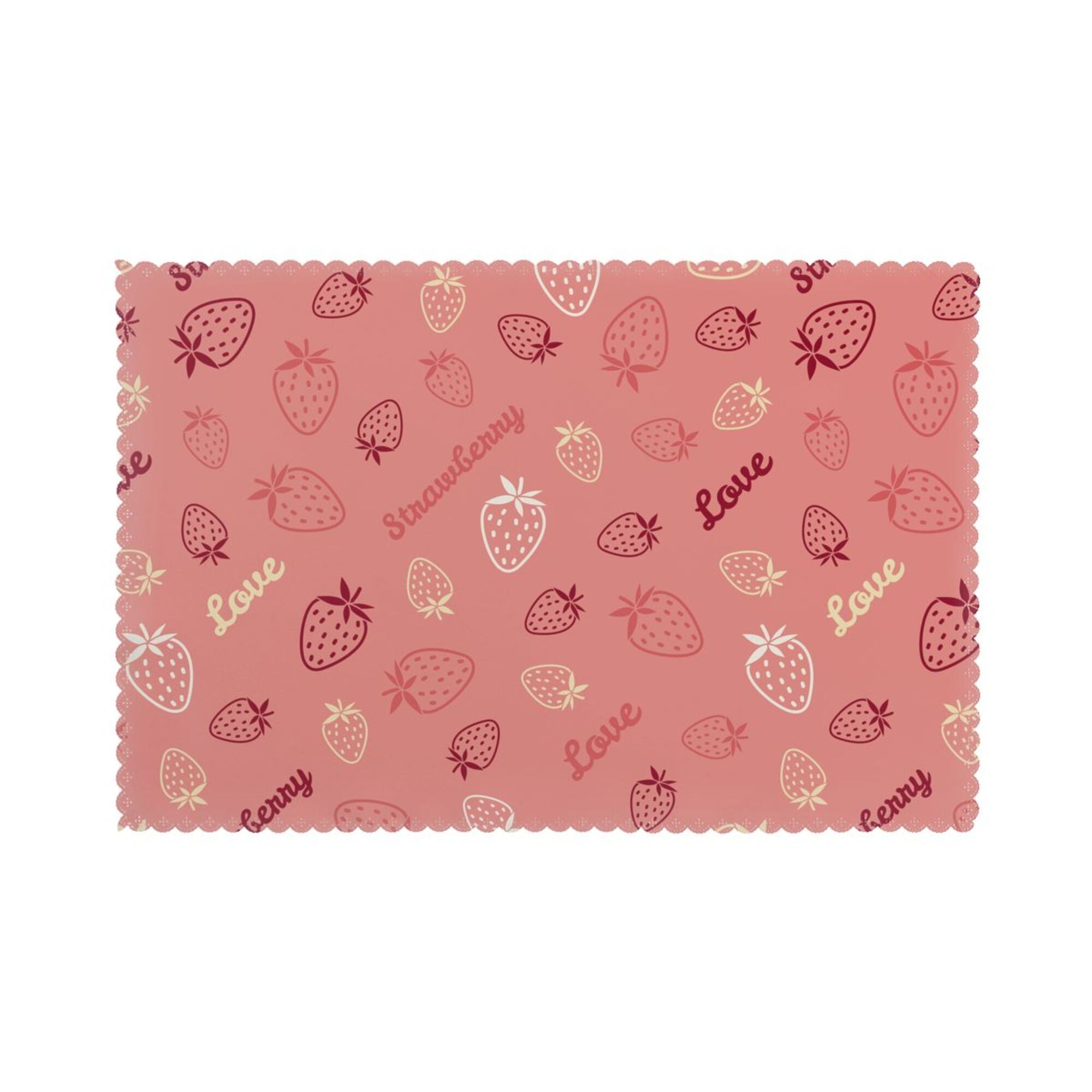 Home Pink Strawberry Silhouette Placemats Set Of 6 Washable Wipeable