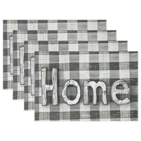 Home Plaid 12×18 inch Placemats Heat Resistant Washable Foldable Rectangular Placemats Set Decoration Indoor Outdoor for Kitchen Dining Table 6PCs