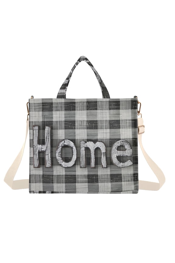 Home Plaid Corduroy Tote Bag Handbag Large Messenger Bag Shoulder Crossbody Zipper Bag Purse