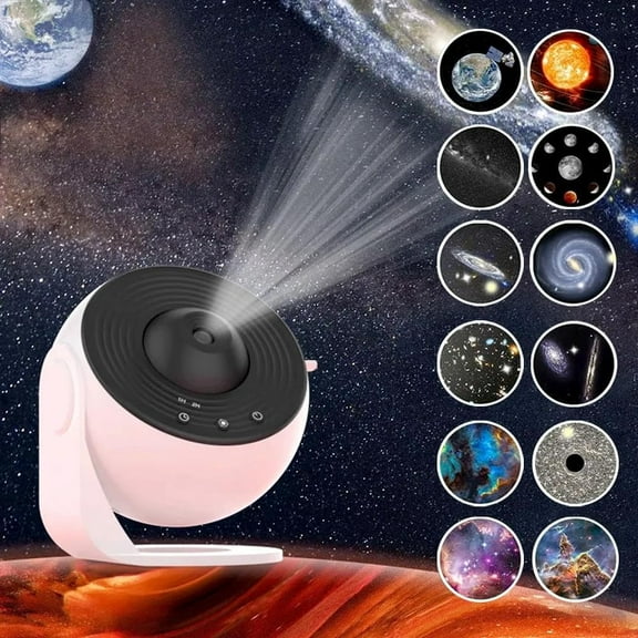 Home Planetarium Nebula Moon Planets Star Ceiling Projector with 13pcs Film Discs, Quite, Night Light Projection Lamp (White and Black)