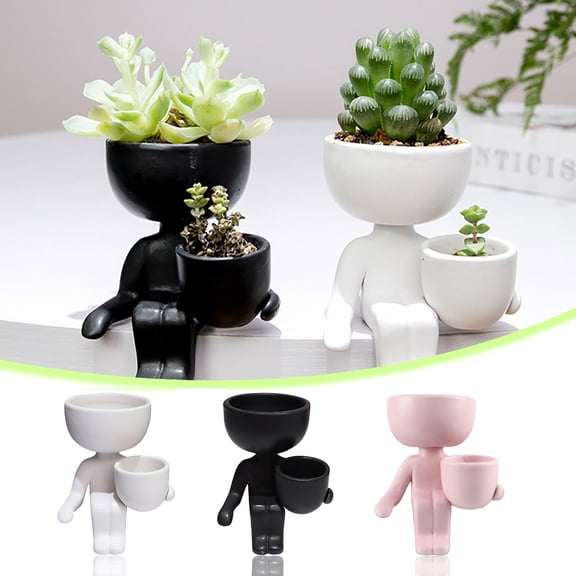 Home Plant Pots Indoor - 1-Pack Humanoid Ceramic Flower Pot Creative Flower Pot Ceramic Crafts - Indoor/Outdoor Use