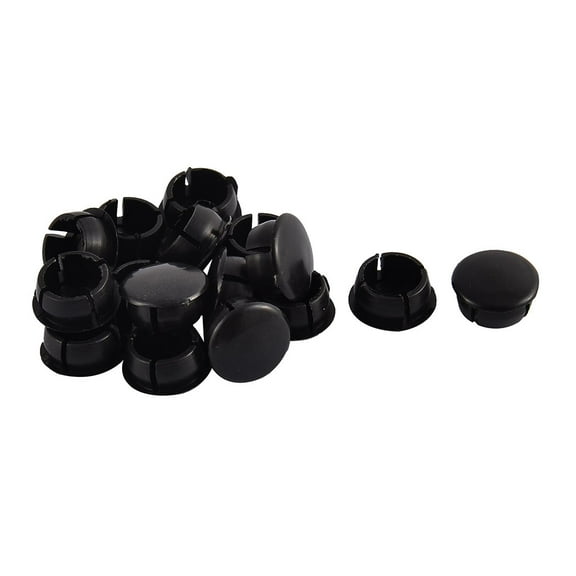 Home Plastic Round Flush Mount Cable Connector Hole Cover Plugs Black 14mm 16pcs