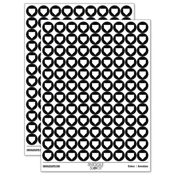Home Plate Baseball 200+ Round Stickers - Black - Gloss Finish - 0.50" Size