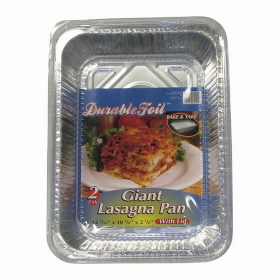 Home Plus 10.62 x 14.43 in. Durable Foil Lasagna Pan with Lid - Silver- pack of 12