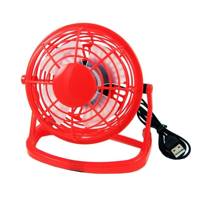 Red Plastic Single Speed USB Desk Fan