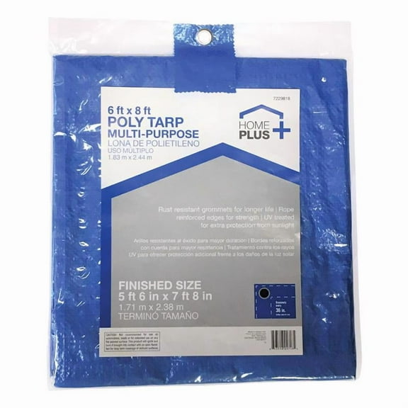 Home Plus  6 ft. W x 8 ft. L Light Duty  Polyethylene  Tarp  Blue