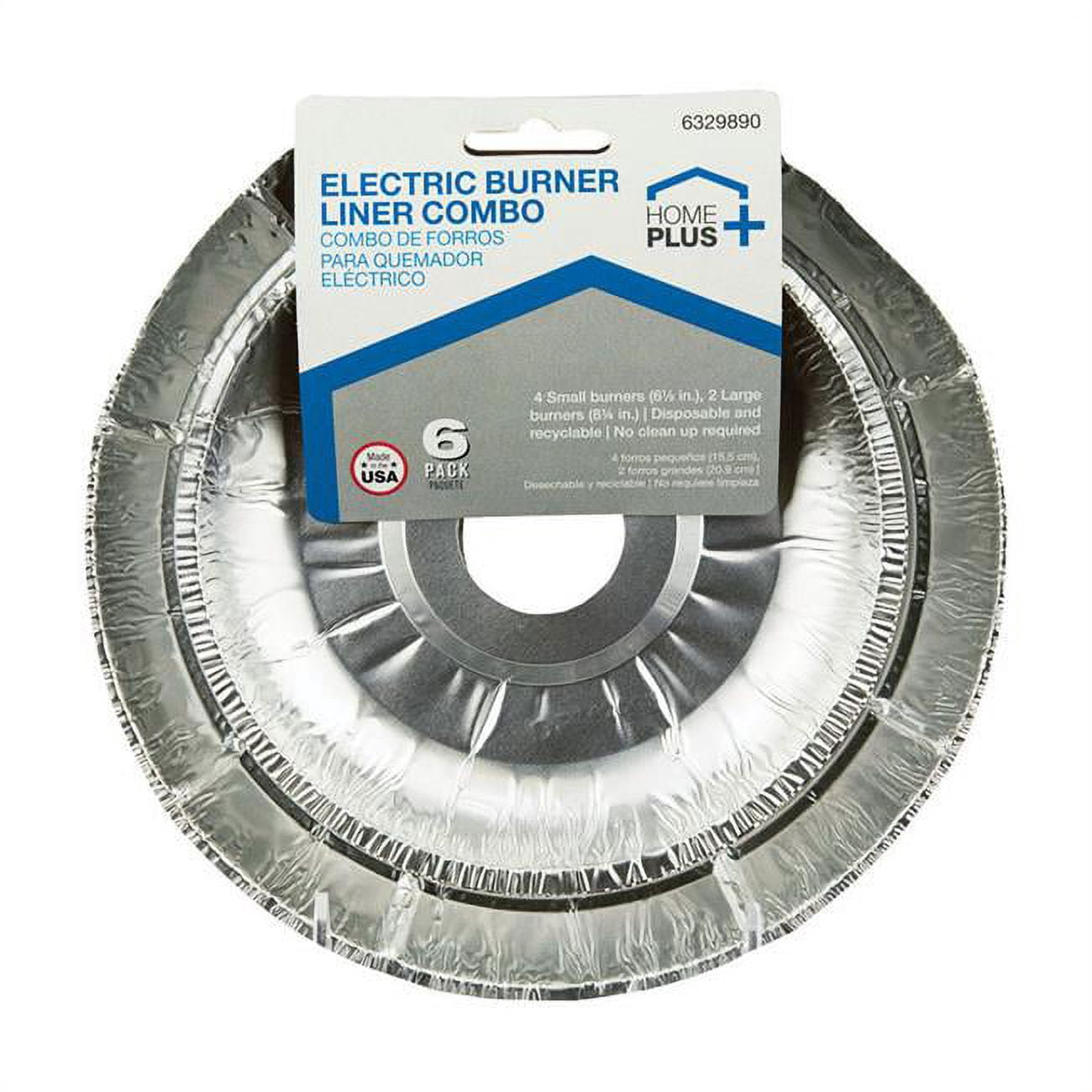 Home Plus 6329890 Electric Burner Liner, Silver - Pack of 12 - 6 per Pack