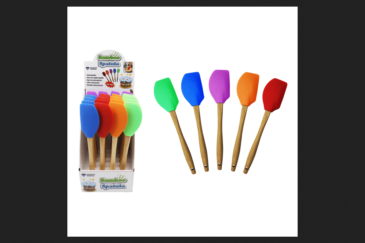 Home Plus 9490236 Assorted Color Bamboo & Silicone Spatula, Pack of 20 ...