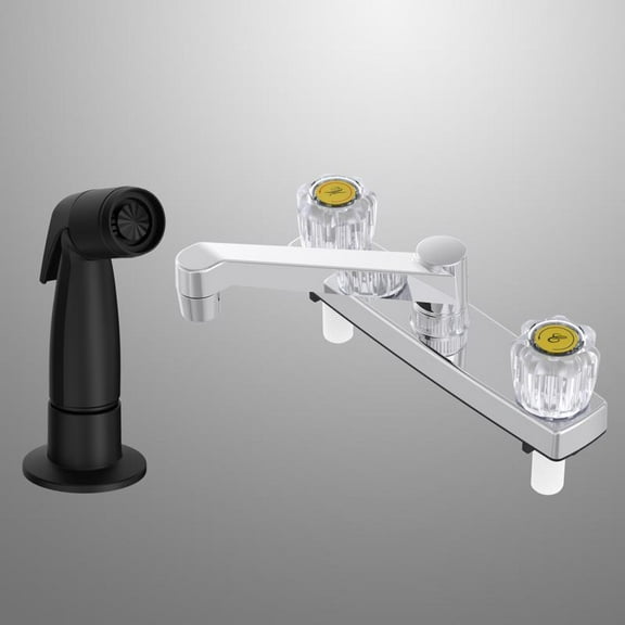 Home Plus Traditional Two Handle Kitchen Faucet with Deck Mount Side Sprayer, Chrome