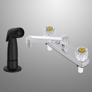 Home Plus Traditional Two Handle Kitchen Faucet with Deck Mount Side Sprayer, Chrome