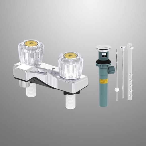 Home Plus Traditional Two Handle Lavatory Pop-Up Faucet, Chrome