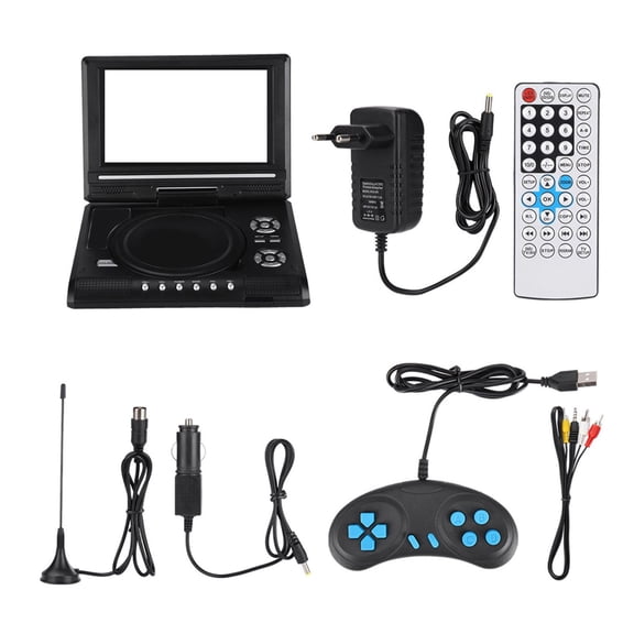 Home Portable Car DVD Player 7.8 Inch VCD MP3 HD Multimedia Digital DVD Player Home Theatre System with Car Charger Gamepad ,Media Combo