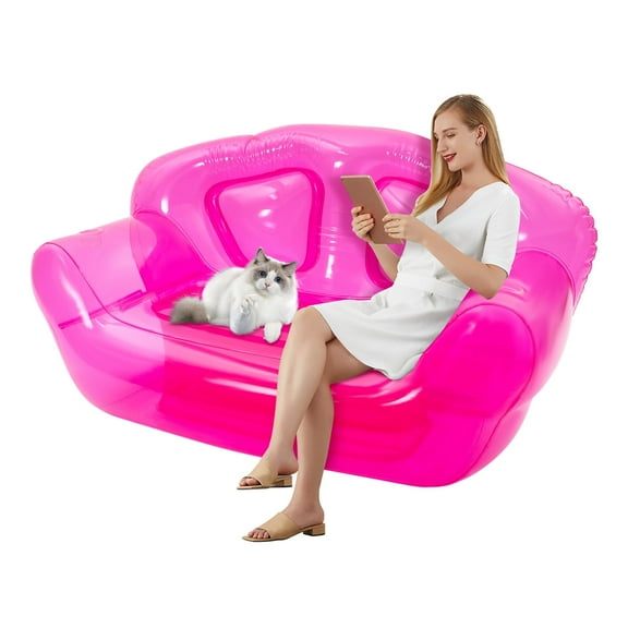 Home Portable Inflatable Sofa Women‘s & Men's Inflatable Couch with 3 Inflatable Valves for Kids and Adults Inflatable Double Person Sofa 440.92lbs Load-Capacity Ergonomic Style (Red)