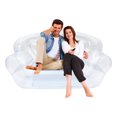 thumbnail image 1 of Home Portable Inflatable Sofa Women‘s & Men's Inflatable Couch with 3 Inflatable Valves for Kids and Adults Inflatable Double Person Sofa 440.92lbs Load-Capacity Ergonomic Style (Clear), 1 of 11