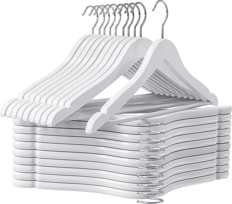 Cnshop 20-Pack Wooden Coat Hangers, Non-Slip Suit Hangers with 360° Rotatable Hook for Closet