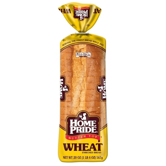 Home Pride Butter Top Enriched Wheat Bread, Sliced Sandwich Bread, 20 oz, Shelf-Stable (Pack of 2)