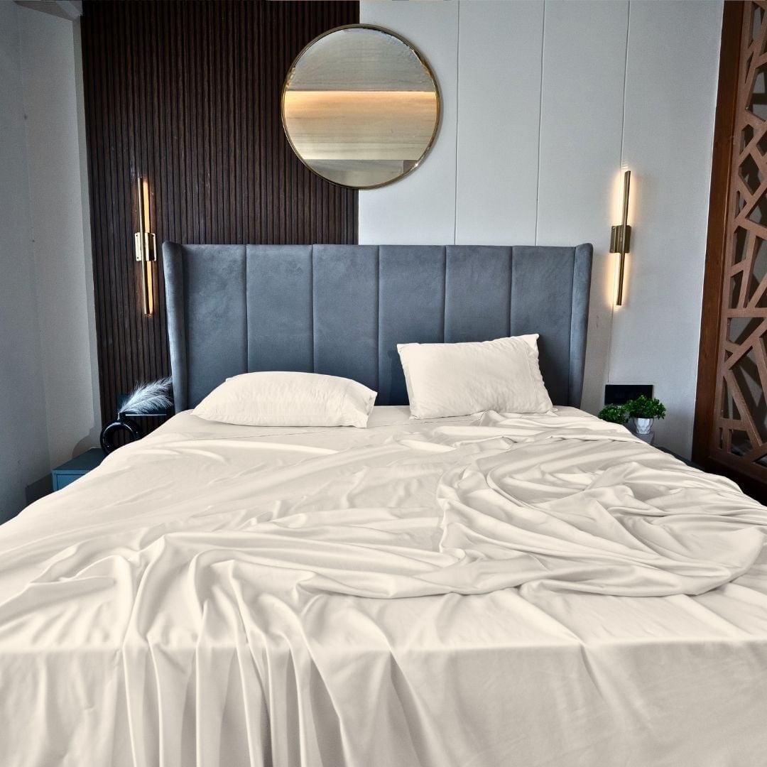 Home Prides King Bamboo Sheets Set - 100% Bamboo Viscose, Silky Soft Cooling & Breathable Bamboo Bed Sheets, 4-Piece, 15” deep Pocket, Oeko-Tex Certified, Pearl Ivory