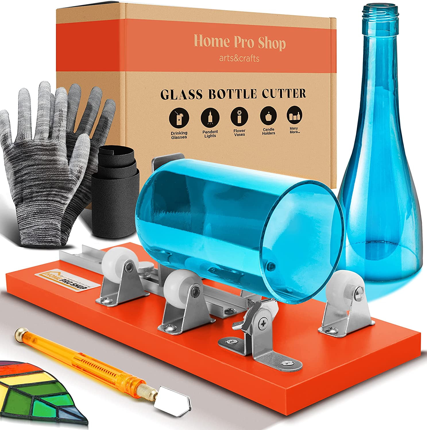 Glass Bottle Cutter Kit: Regular Kit to Make Glasses From Wine/beer Bottles  Edge Sanding Paper 