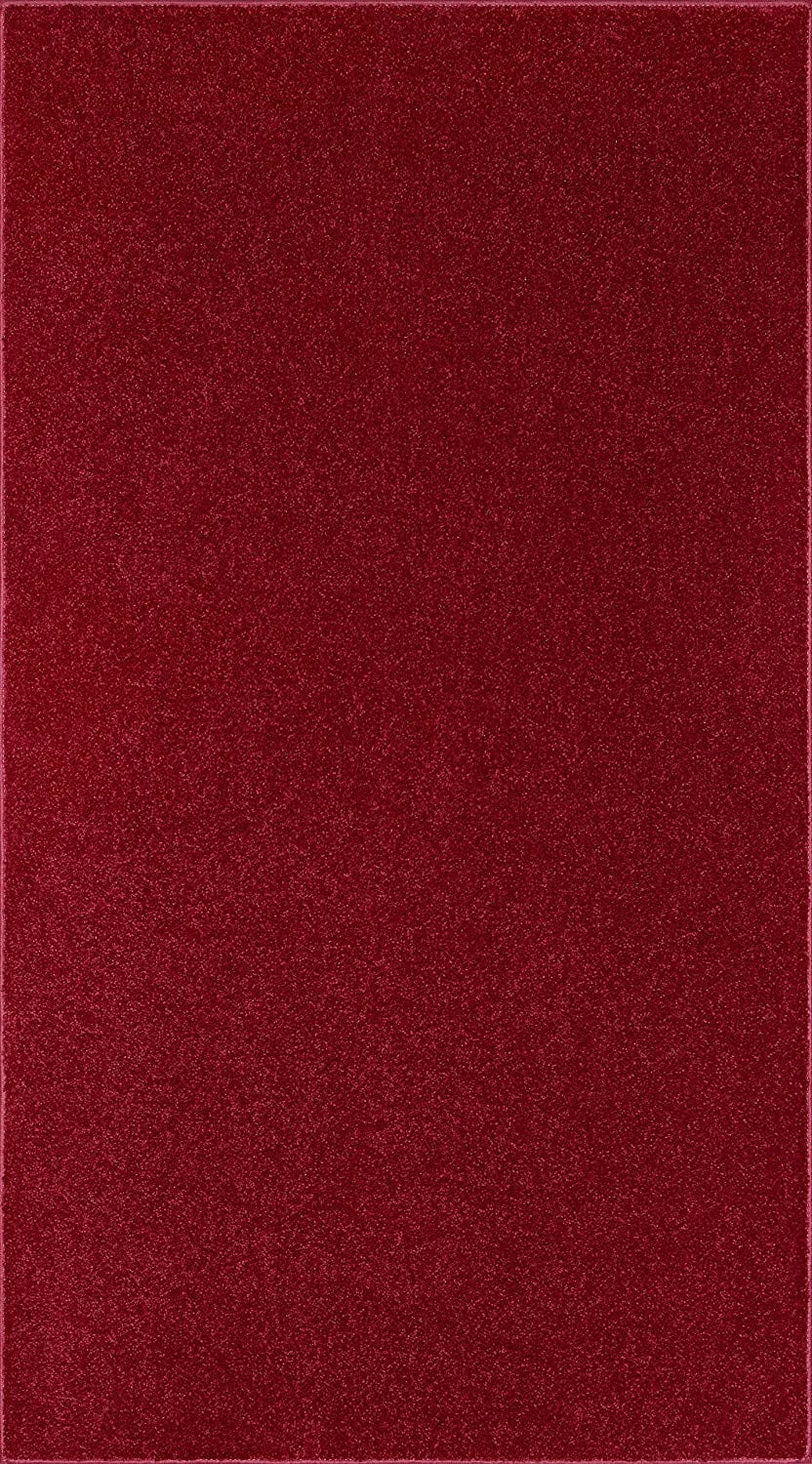Burgundy Synthetic Stain-Resistant Easy Care Area Rug 6' x 8'