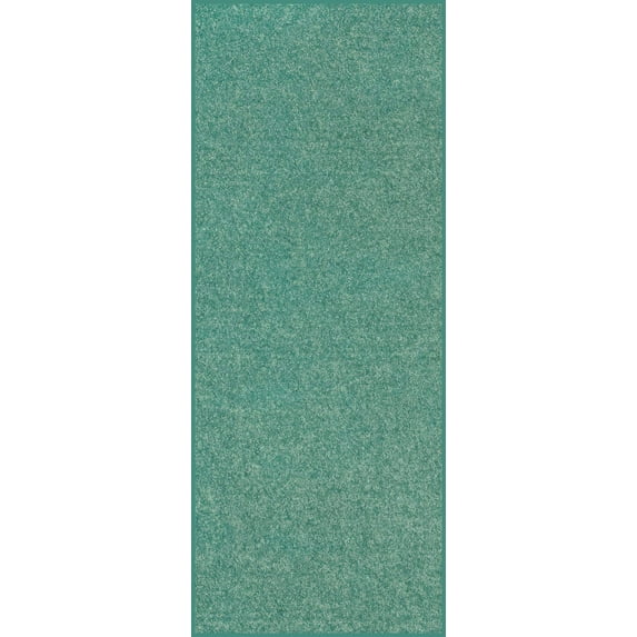 Home Queen Solid Beige Color Custom Size Runner Area Rugs Teal - 2' x 14'