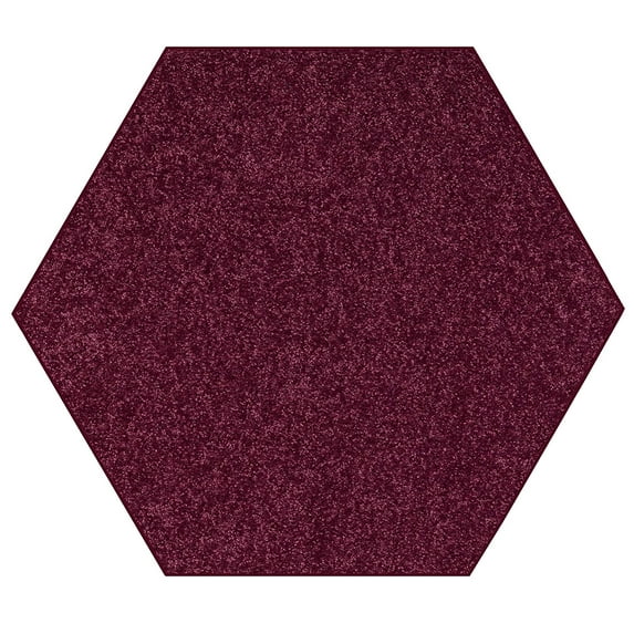 Home Queen Solid Color Hexagon Shape Area Rugs Cranberry - 6' Hexagon
