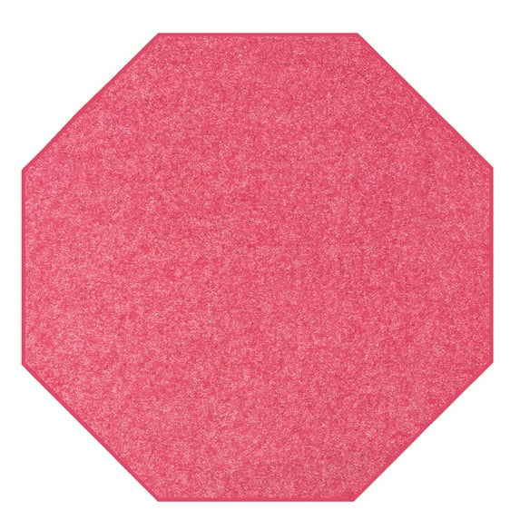 Home Queen Solid Color Octagon Shape Area Rugs Pink - 7' Octagon