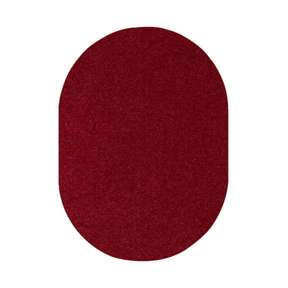 Home Queen Solid Color Oval Shape Area Rugs Burgundy - 2' x 12' Oval