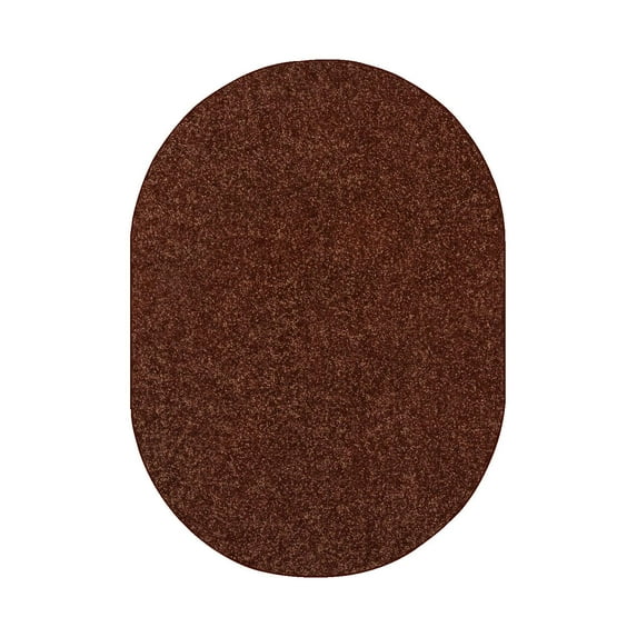 Home Queen Solid Color Oval Shape Area Rugs Chocolate - 2' x 8' Oval