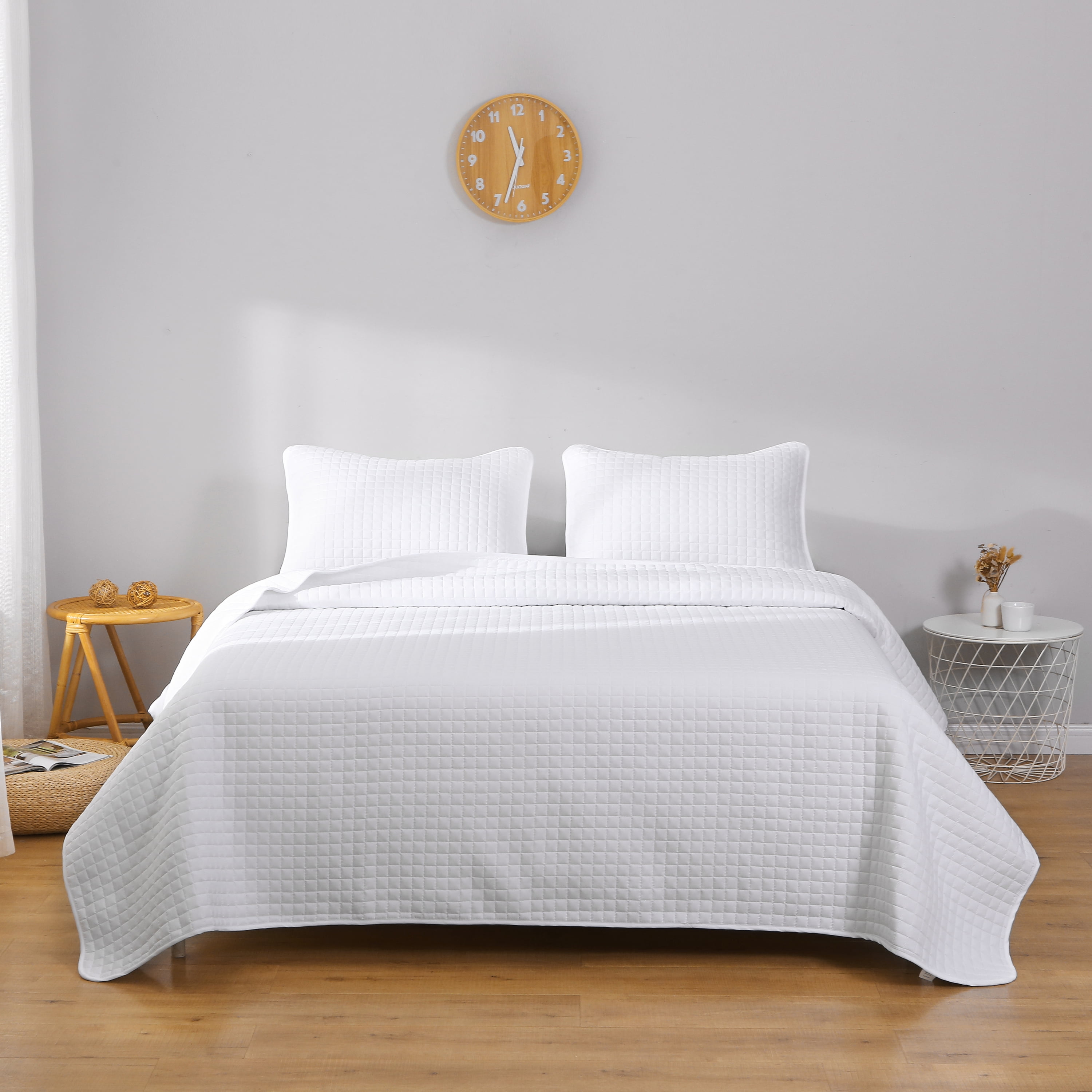 Home Quilt Set 2 Pieces White Quilt Set Soft Microfiber Bedspreads Twin