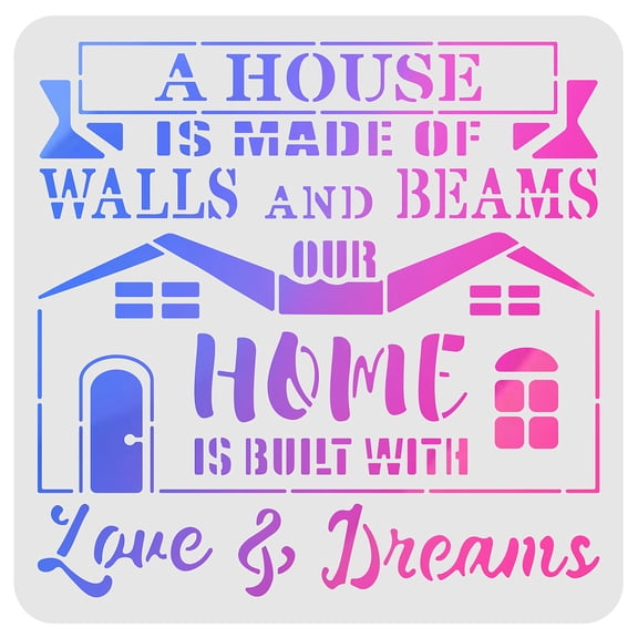Home Quote Stencil Template 11.8x11.8 inch Plastic Love & Dreams Stencils Square Reusable Stencils for Painting on Wood Floor Wall and FabricDIY