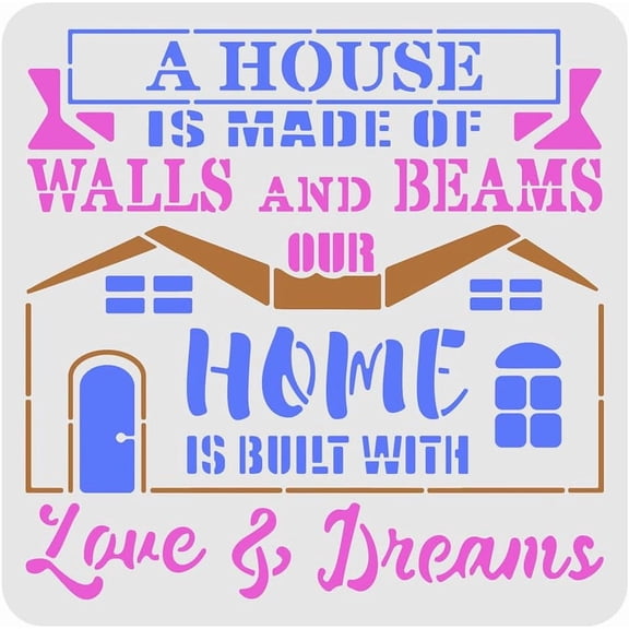 Home Quote Stencil Template 11.8x11.8 inch Plastic Love & Dreams Stencils Square Reusable Stencils for Painting on Wood Floor Wall and Fabric
