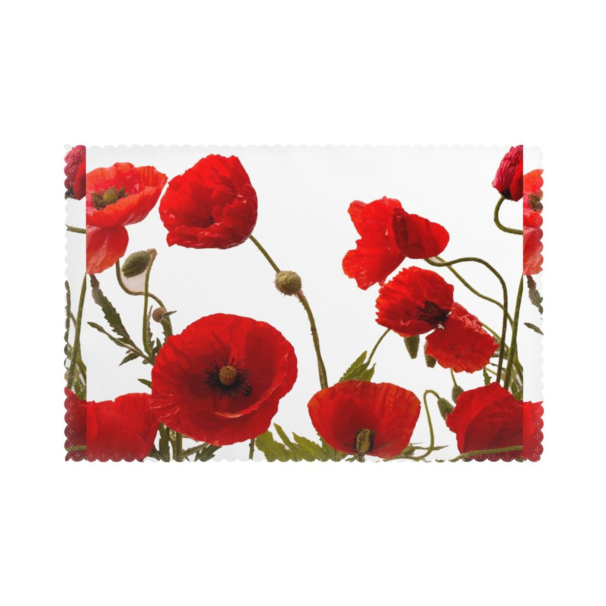 Home Red Poppy Flowers Choose Background Color Placemats Set Of 6
