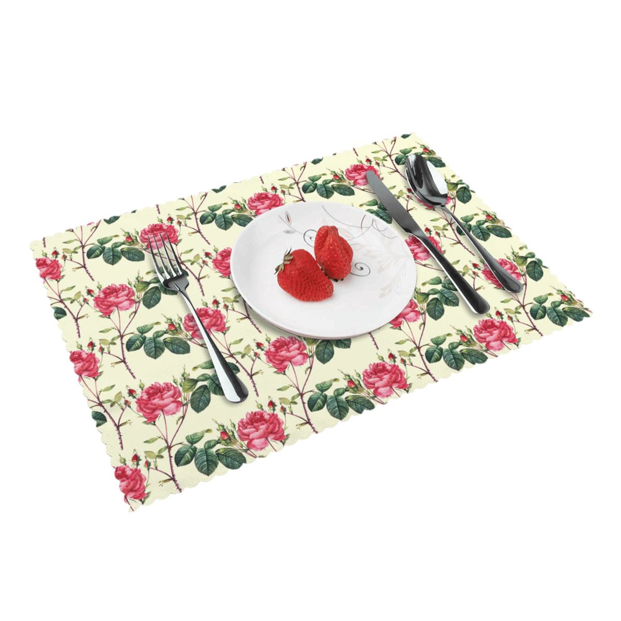 Home Red Rose Background Placemats Set Of 4 Washable Wipeable Place