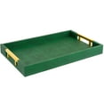 thumbnail image 1 of Home Redefined 17.5”x12” Rectangle Shagreen Faux Leather Decorative Serving Tray with Gold Polished Metal Handles, Emerald Green, 1 of 7